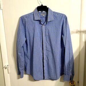 Express men’s size, extra large blue, and white shirt
